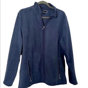 Blue fleece zip jacket.